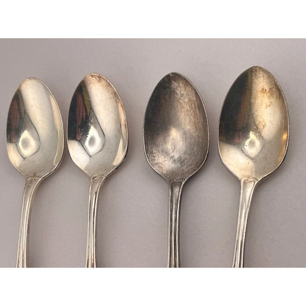Vtg ONEIDA USA 4pc Set Teaspoons KING JAMES Silverplate Flatware Silverware 6